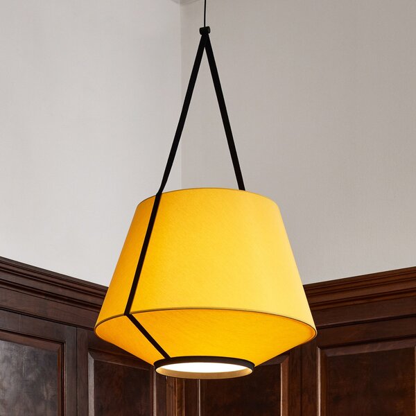 Forestier Carrie M lampă suspendată, galben, reglabil, Galben, Camera de zi / sufragerie, Țesătură / Textil, Design