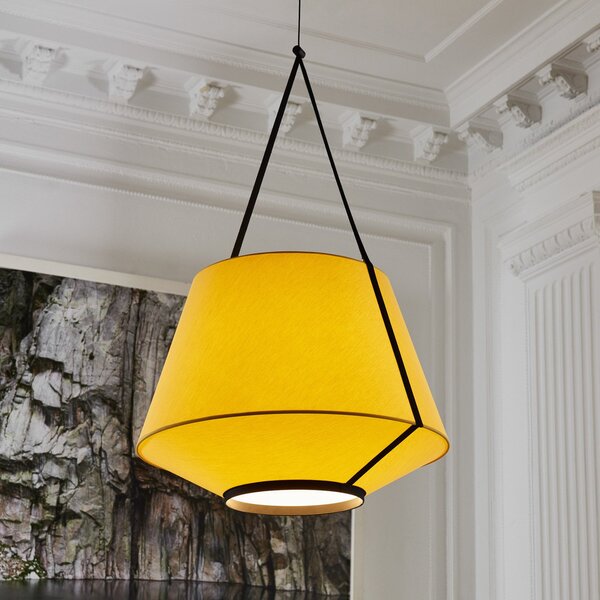 Forestier Carrie M lampă suspendată, galben, reglabil, Galben, Camera de zi / sufragerie, Țesătură / Textil, Design