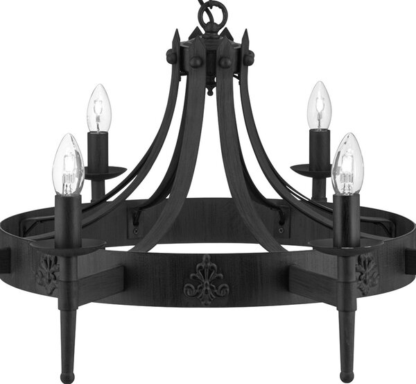 Searchlight Candelabru Cartwheel II, 8 becuri, reglabil, Negru, Camera de zi / sufragerie, Metal, Antichitate