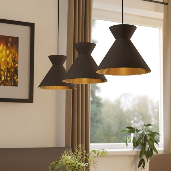 EGLO Lampă suspendată Nastasia cappuccino/alamă cu 3 lumini 3-light, reglabil, Maro / Rugină, Camera de zi / sufragerie, Metal, Modern