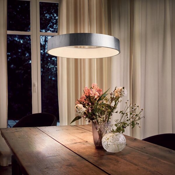 LEDVANCE SMART+ SUN@Home Circular Lampă suspendată LED, argintiu, HCL, reglabil, Gri, Camera de zi / sufragerie, Metal, Modern