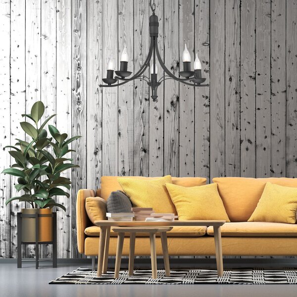 Lamkur Candelabru Kandela, 5 becuri, negru, reglabil, Negru, Hol, Metal, Modern