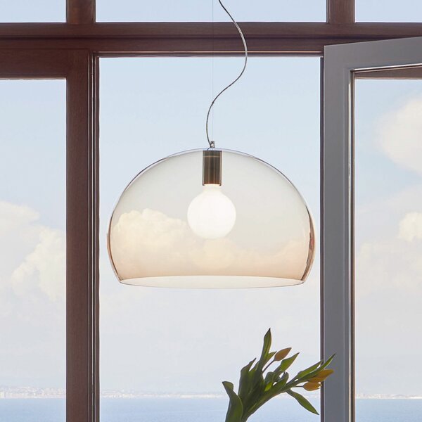 Kartell Lampă suspendată FL/Y, Ø 52 cm, maro, reglabil, Maro / Rugină, Camera de zi / sufragerie, Plastic, Design