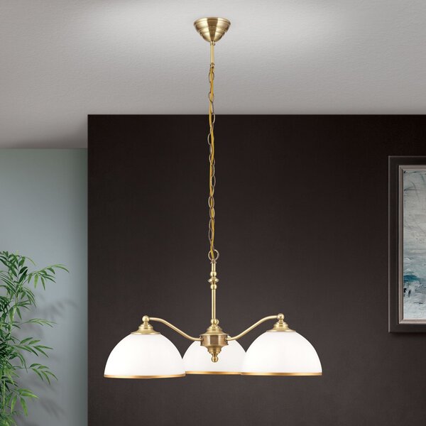ORION Lampă suspendată Old Lamp suspendare lanț, 3 bec., reglabil, Bronz / Alamă Veche, Camera de zi / sufragerie, Metal, Antichitate