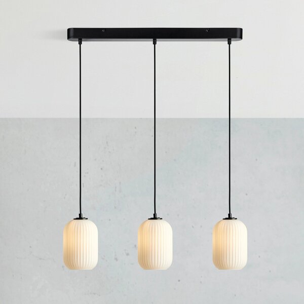 Markslöjd Lampă suspendată Cava, culoare oțel, 3 becuri, sticlă, reglabil, Negru, Camera de zi / sufragerie, Metal, Modern