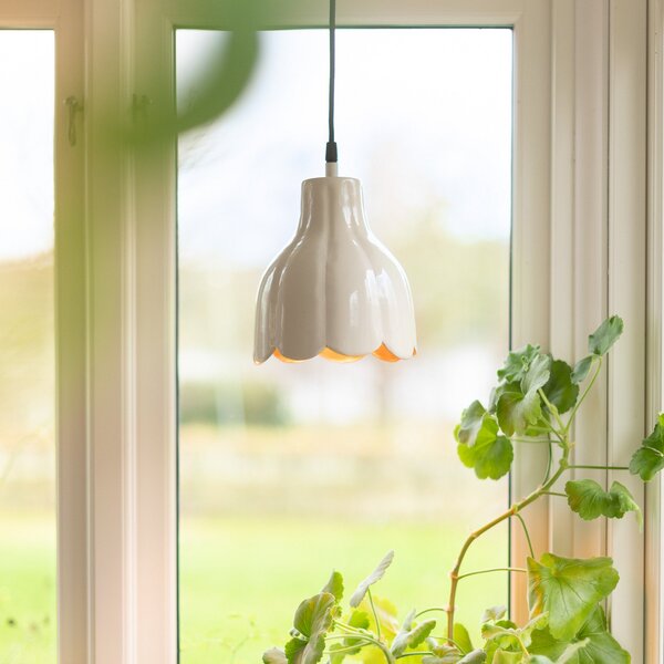 PR Home Tulippa lampă suspendată, Ø 17 cm, bej, priză, reglabil, Bej, Camera de zi / sufragerie, Metal, Scandinavă