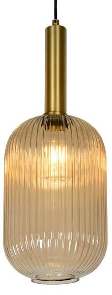 Lucide Maloto lampă suspendată sticlă, Ø 20cm, chihlimbar, reglabil, Bej, Camera de zi / sufragerie, Sticlă