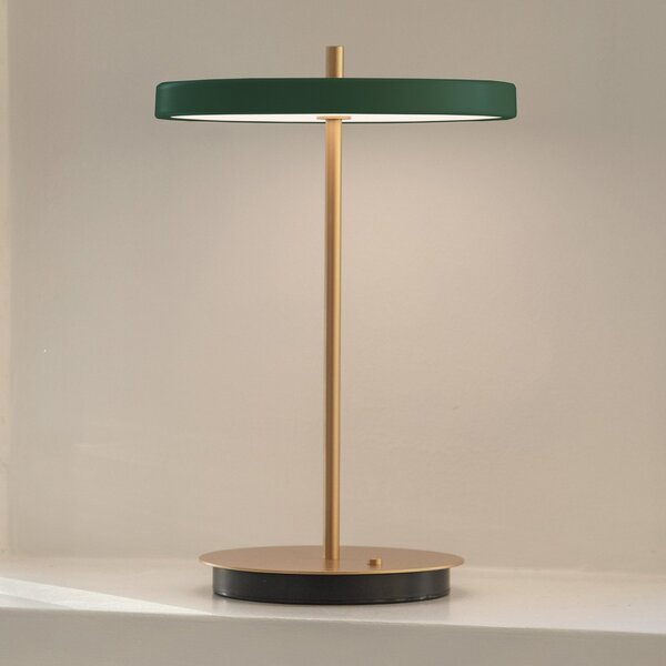 UMAGE Lampă de masă reîncărcabilă cu LED Asteria Move verde pădure/lastre 31cm, reglabil, Auriu / Alamă, Camera de zi / sufragerie, Metal, Design