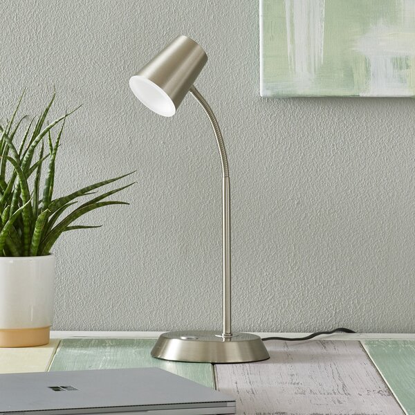 Trio Lighting Lampă de masă LED Narcos culoare nichel, reglabil, Gri, Studiu / Birou, Metal, Modern, Birou de masă