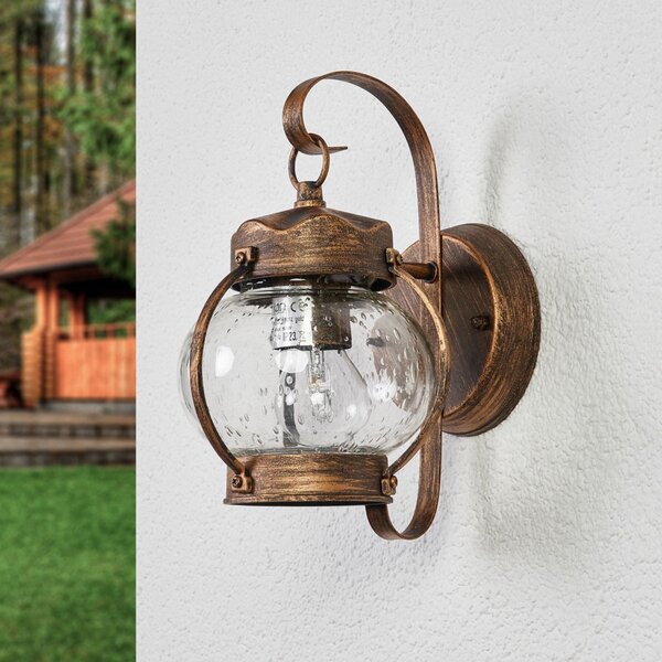ORION Aplică de exterior Margerite cu sticlă bule, reglabil, Maro / Rugină, Metal, Casă de țară / Rustic