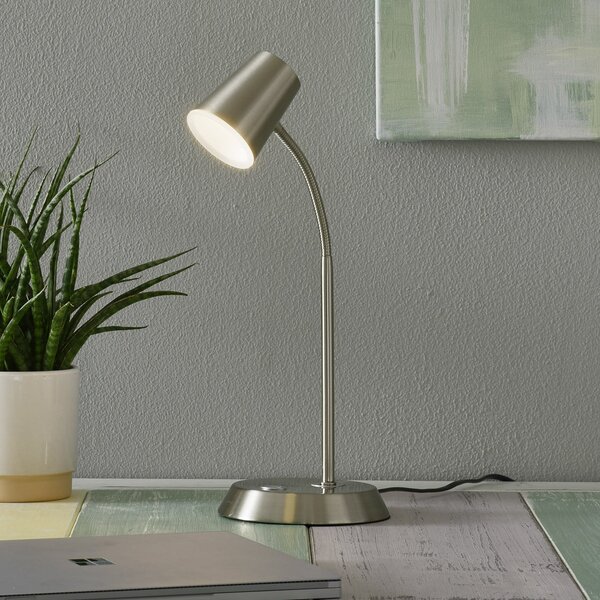 Trio Lighting Lampă de masă LED Narcos culoare nichel, reglabil, Gri, Studiu / Birou, Metal, Modern, Birou de masă