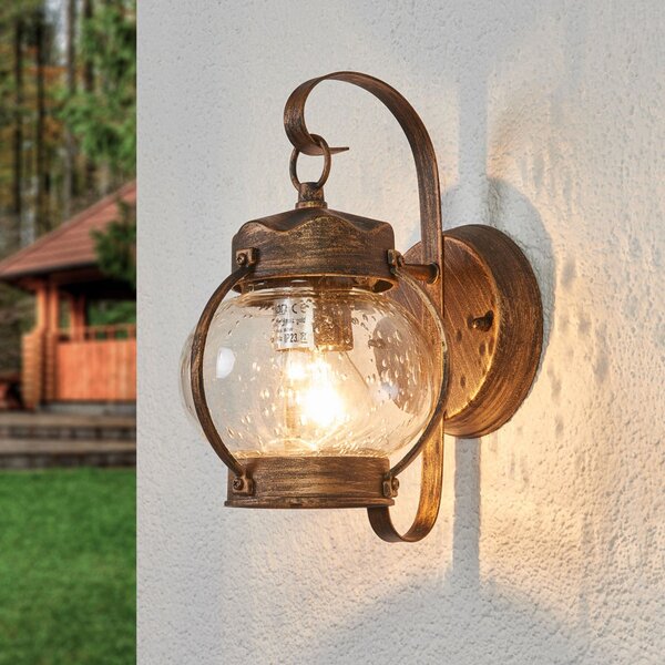 ORION Aplică de exterior Margerite cu sticlă bule, reglabil, Maro / Rugină, Metal, Casă de țară / Rustic