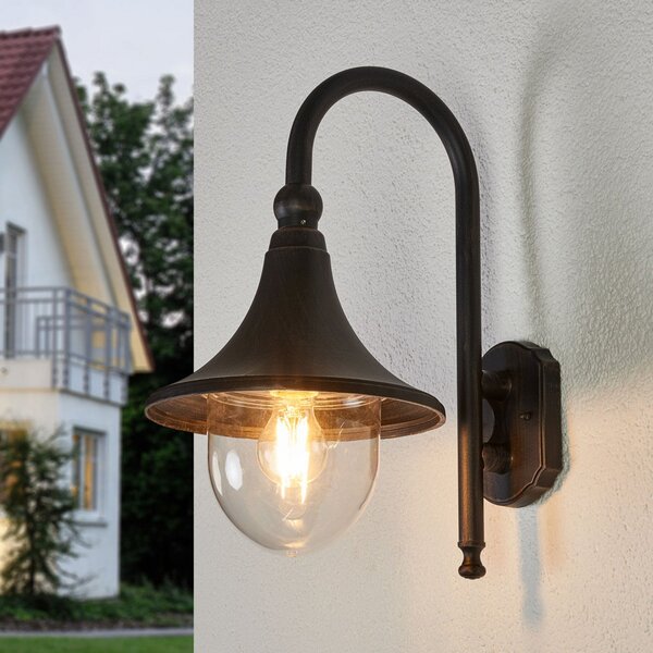 Lindby Aplică de perete Daphne, negru antic, metal, E27, reglabil, Negru, Aluminiu, Antichitate