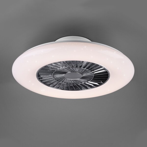 Reality Leuchten Ventilator tavan LED-uri Visby, Ø 60cm, alb, reglabil, Alb, dormitor, Plastic, Modern