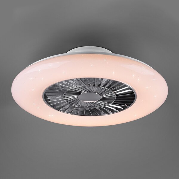 Reality Leuchten Ventilator tavan LED-uri Visby, Ø 60cm, alb, reglabil, Alb, dormitor, Plastic, Modern