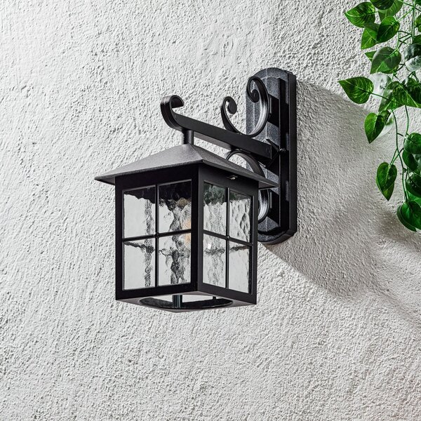 Elstead Aplică de exterior Winchester BL19, negru/transparent, IP43, sticlă, Negru, Metal, Felinar