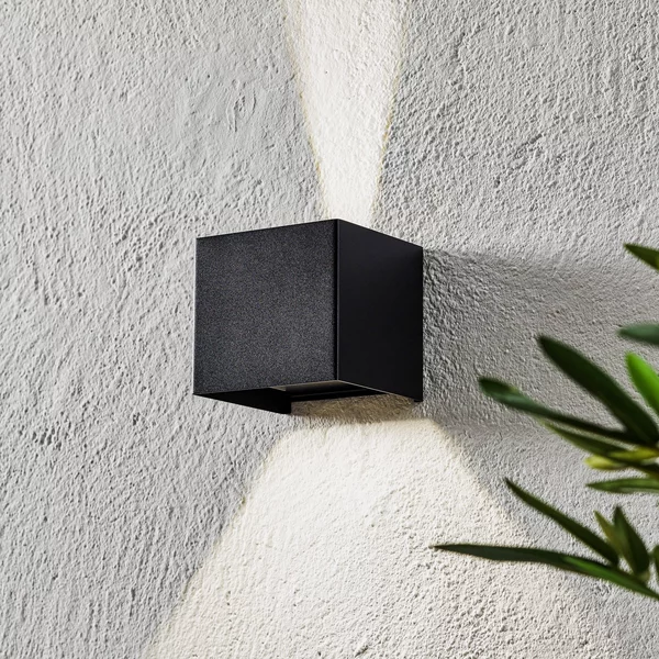 FISCHER & HONSEL Wall aplică LED de exterior, cubică, negru, Negru, Metal, Modern