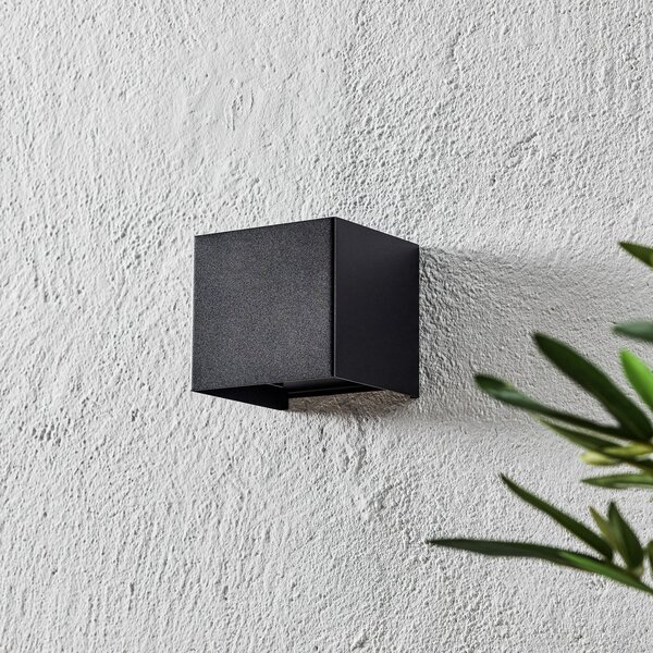 FISCHER & HONSEL Wall aplică LED de exterior, cubică, negru, Negru, Metal, Modern