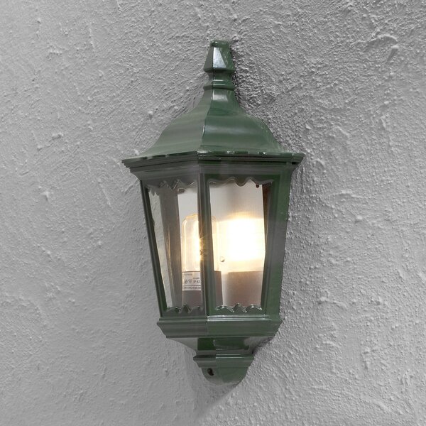 Konstsmide Aplică de exterior Firenze, semicupă, verde, Verde, Sticlă, Casă de țară / Rustic, Felinar
