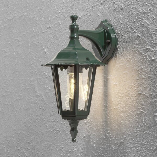 Konstsmide Aplică de exterior Firenze, verde, soclu inferior, 36 cm, Verde, Metal, Casă de țară / Rustic, Felinar