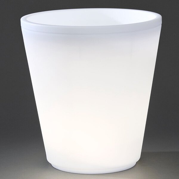 Konstsmide Ghiveci de flori cu LED Assisi iluminat Ø 37 cm, Alb, Plastic, Modern