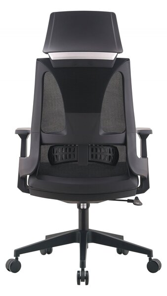 Scaun ergonomic Walker 3285, spătar mesh, sezut piele ecologica, Negru