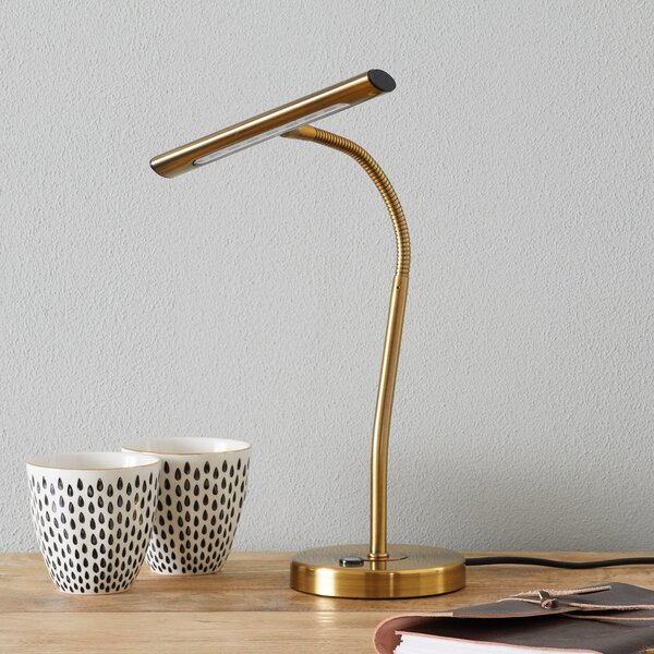 Trio Lighting Lampă de masă curbabilă Curtis LED, alamă antică, reglabil, Bronz / Alamă Veche, Studiu / Birou, Metal, Modern