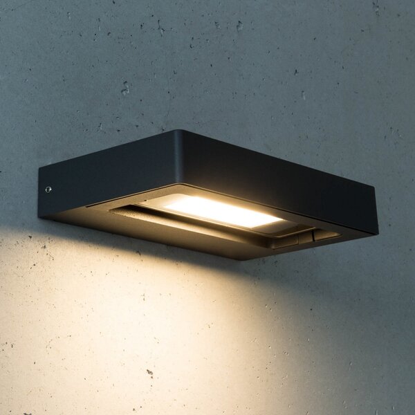 Heitronic Cordoba - aplică LED de exterior rabatabilă, Negru, Metal, Modern