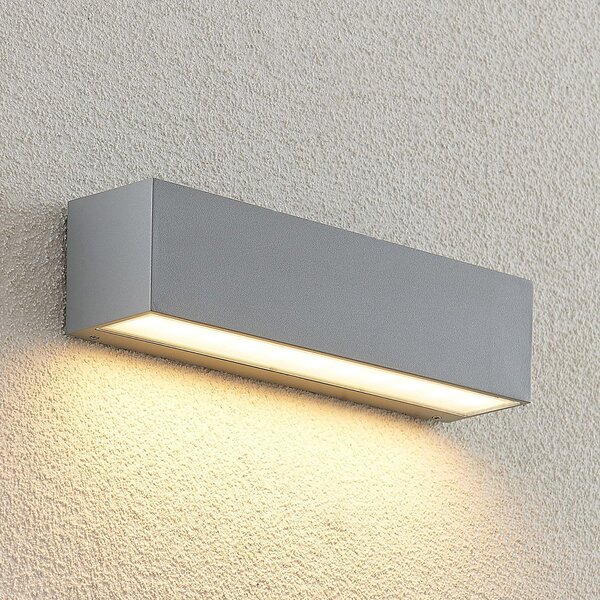 Lucande Lampa de perete pentru exterior cu LED Lengo, 25 cm, argintiu, lumină, Metalic, Aluminiu, Modern