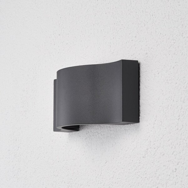Lucande Aplică de perete LED Jace, antracit, metal, 28cm, IP54, Negru, Metal, Modern