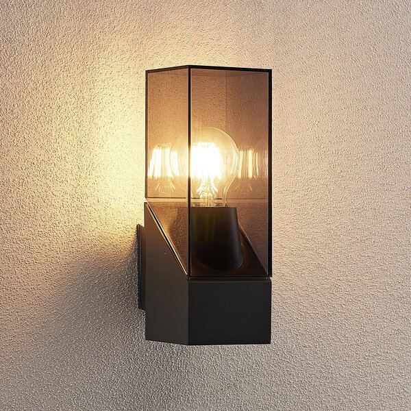 Lucande Aplică de exterior Fiola, 25 cm, antracit, IP54, reglabil, Negru, Metal, Modern