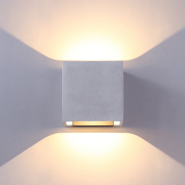 Lucande Aplică LED de exterior Riak, gri beton, Gri, Baie, Beton, Modern