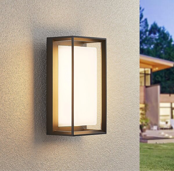 Arcchio Arcchio, aplice de exterior cu LED Ismera, antracit/opal, IP65, Negru, Metal, Modern