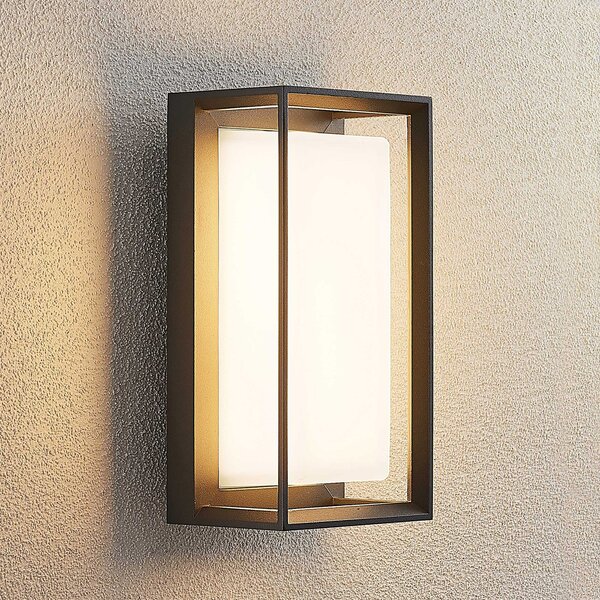 Arcchio Arcchio, aplice de exterior cu LED Ismera, antracit/opal, IP65, Negru, Metal, Modern