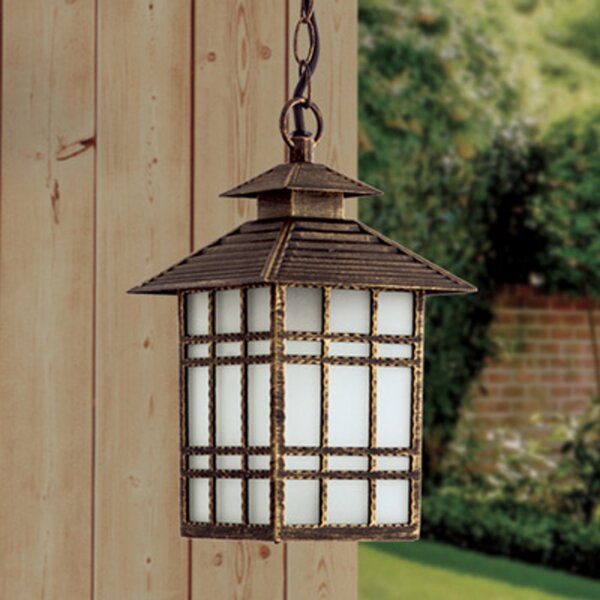 ORION Lampă suspendată tradițională Ilka, exterior, lanț, Maro / Rugină, Metal, Casă de țară / Rustic