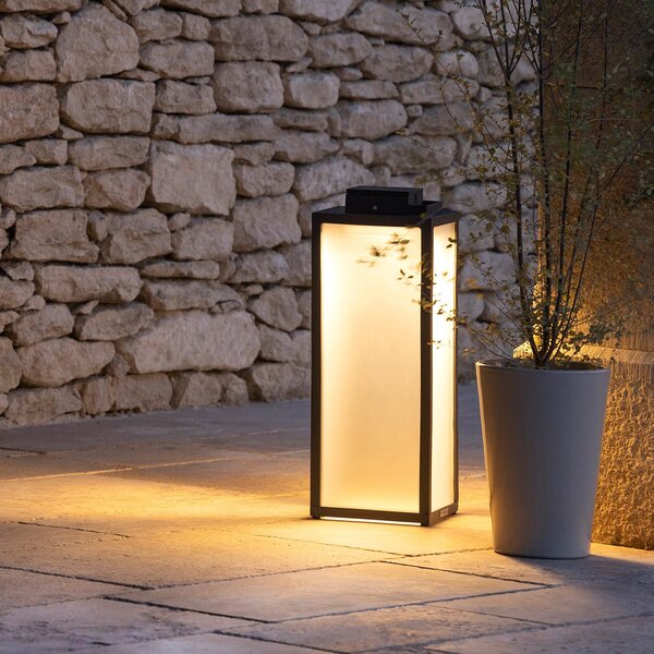 Les Jardins Felinar solar Tradition LED, antracit, înălțime 65 cm, reglabil, Negru, Metal, Felinar