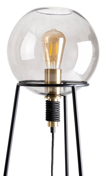 Näve Lampă de masă Stelo cu abajur sferă sticlă, Negru, Camera de zi / sufragerie, Metal, Modern