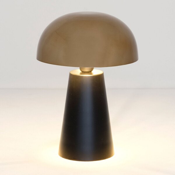 Holländer Fungo lampă de masă, lumină jos, negru/auriu, Negru, Camera de zi / sufragerie, Metal, Design