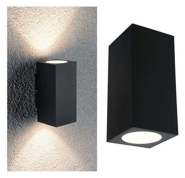 Paulmann Flame aplică exterior 2fl 12,8cm antracit, Negru, Metal, Modern, Perete unghiular