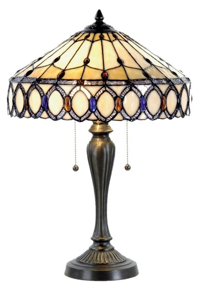 Clayre&Eef Lampă de masă Fiera stil Tiffany, Multicolor, Camera de zi / sufragerie, Sticlă, Tiffany
