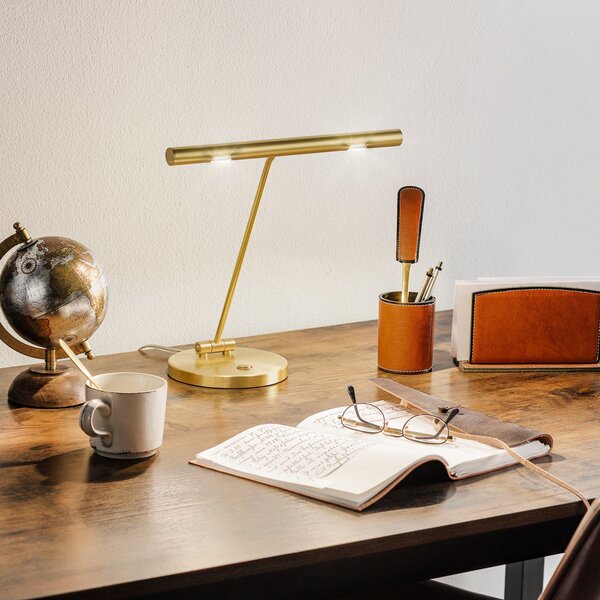 Knapstein Adrette lampă de masă LED Glimmer, alamă, Auriu / Alamă, Studiu / Birou, Metal, Design