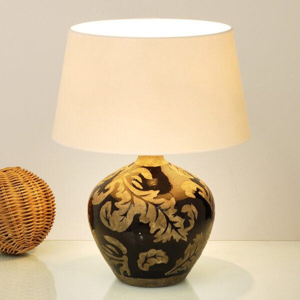 Holländer Lampă de masă Toulouse, înălțime 42 cm, negru, Negru, Camera de zi / sufragerie, Ceramică