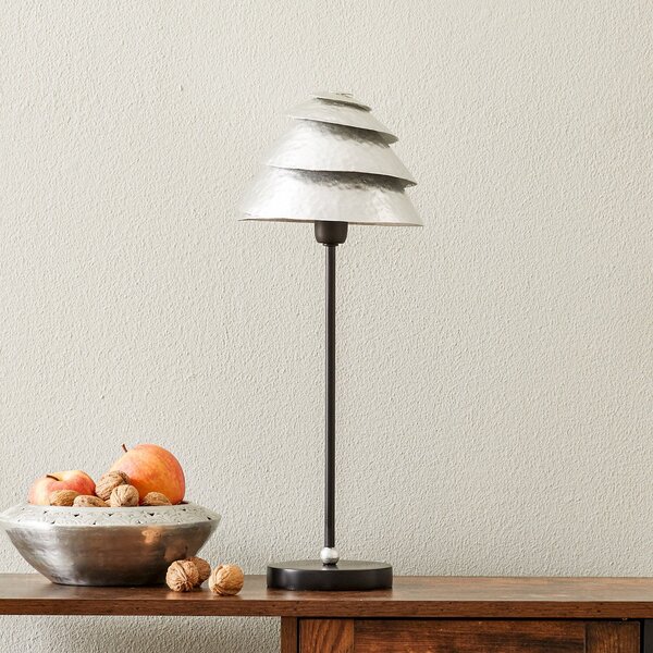 Holländer Lampă de masă Snail One pe argintiu-maro, Gri, Camera de zi / sufragerie, Metal, Modern