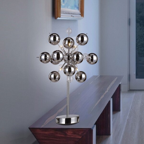 Näve Lampă de masă Wakusei, crom, Metalic, Camera de zi / sufragerie, Metal, Modern, glob