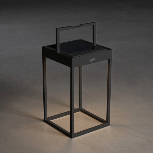 Konstsmide Felinar LED solar Portofino, perete/masă, negru, reglabil, Negru, Metal, Modern, Felinar