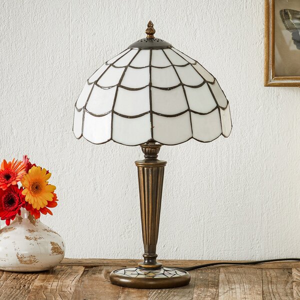 Clayre&Eef Lampă de masă Wiebke stil Tiffany, Bronz / Alamă Veche, Camera de zi / sufragerie, Sticlă, Tiffany