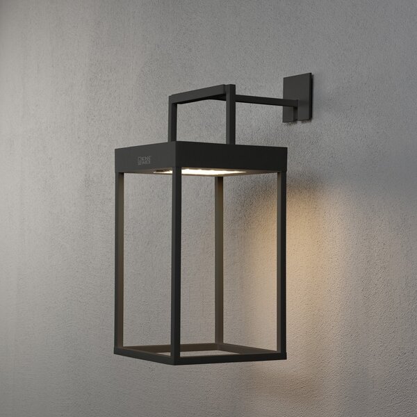 Konstsmide Felinar LED solar Portofino, perete/masă, negru, reglabil, Negru, Metal, Modern, Felinar