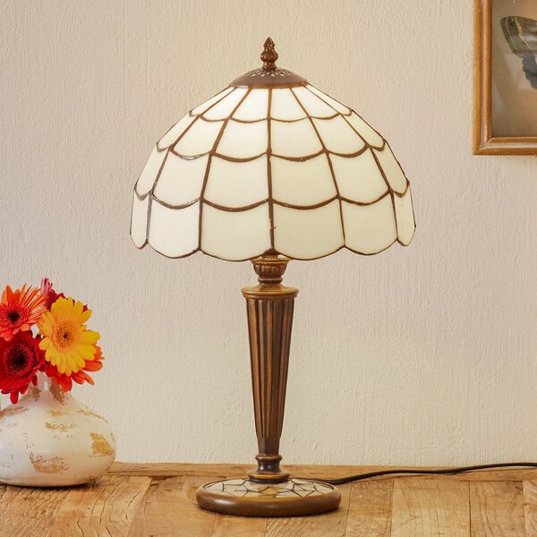 Clayre&Eef Lampă de masă Wiebke stil Tiffany, Bronz / Alamă Veche, Camera de zi / sufragerie, Sticlă, Tiffany