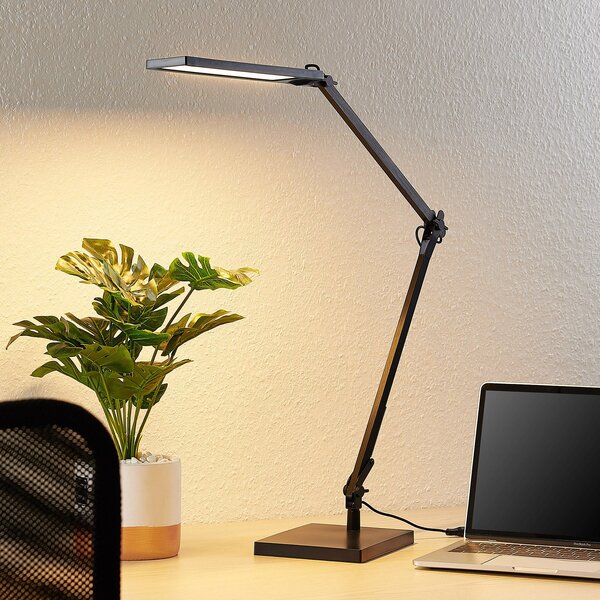 Lindby LED lampă de birou Antisa, negru, CCT, dimabil, reglabil, Negru, Studiu / Birou, Plastic, Modern