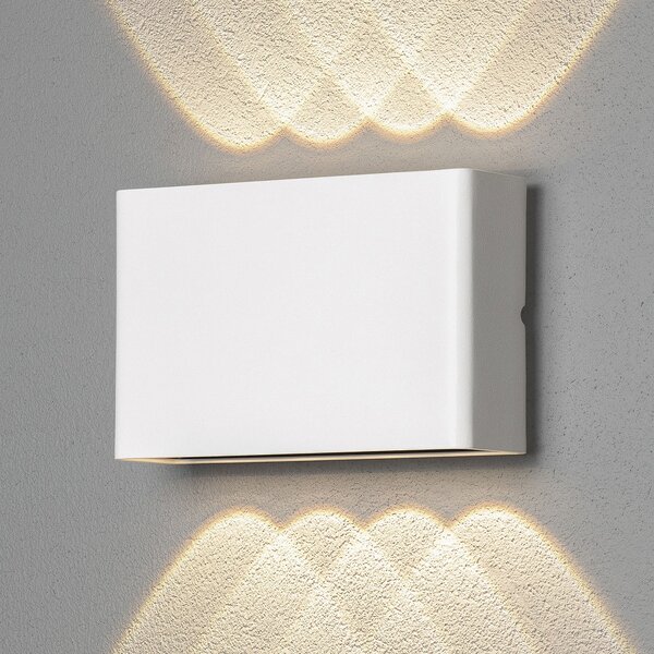 Konstsmide Aplică LED de exterior Chieri, 8 fluxuri, alb, Alb, Metal, Modern, Perete unghiular